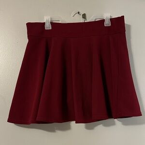Elegant Wine Red Skater Skirt